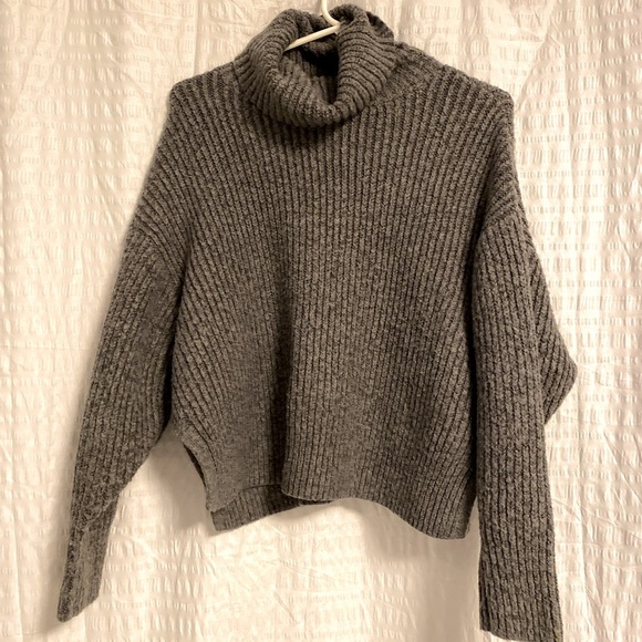 Zara | Grey knit crop sweater cowl turtle neck - small - Picture 1 of 5